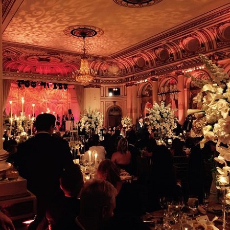 Noah and Melissa's reception hall was decorated with flowers
