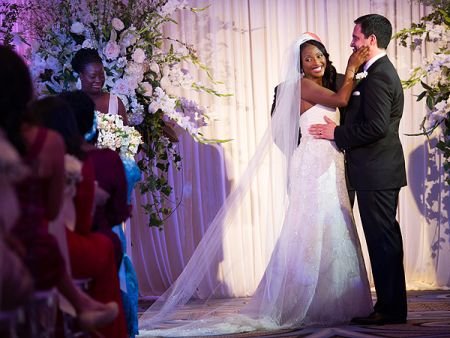 Leif Coorlim with his bride, Isha Sesay