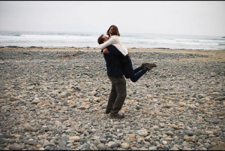 Matthew Mario Rivera lifting Kasie Hunt after proposing her in California