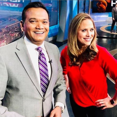 Erika Erickson with her colleague Roop at Fox 2 Detroit office