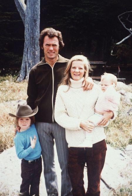 Maggie Johnson and her husband, Clint Eastwood with their children