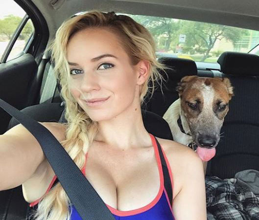 Paige Spiranac with her pet dog, Niko