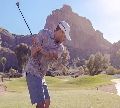 Paige Spiranac fiance, Steven Tinoco playing golf 