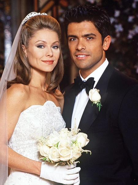Kelly Ripa and Mark Consuelos at their wedding days