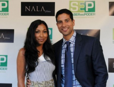 Adam Rodriguez with his former partner, Melanie Fiona