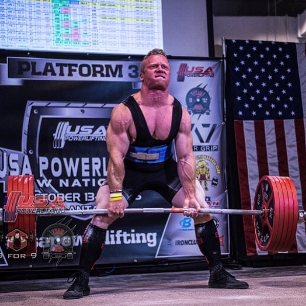 Deuce competing in powerlifting championship