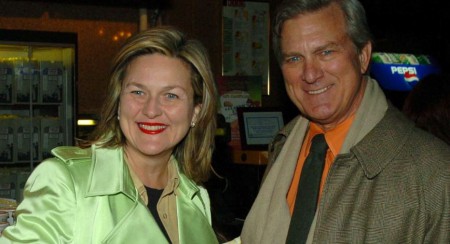 Michael John Davies with her husband, James Hoge