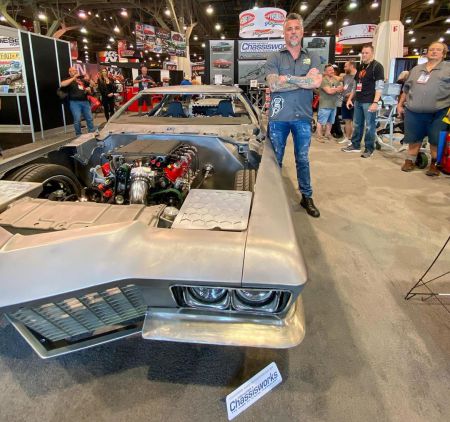 Richard Rawlings with his old model car on The SEMA Show