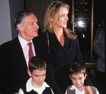 Hugh Hefner with his then wife and kids