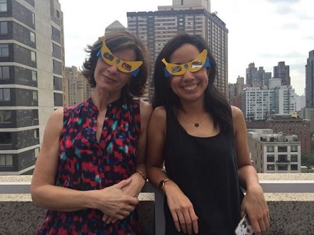 Elizabeth with her mate having fun