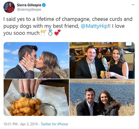 Sierra posted pictures with her boyfriend announcing their engagement