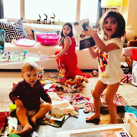 Tom's kids are having fun