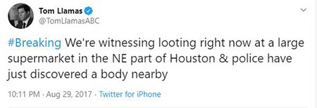 Tom mentioned looting on his tweet