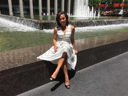 MJ Acosta in New York City talking about her work at NBA