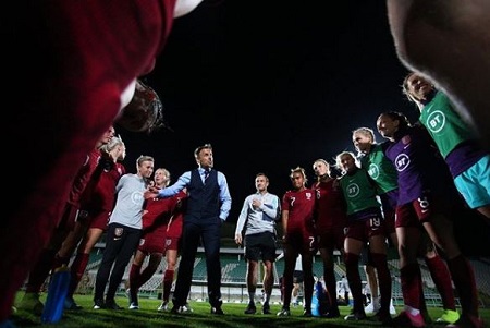 Phil Neville with England women's team