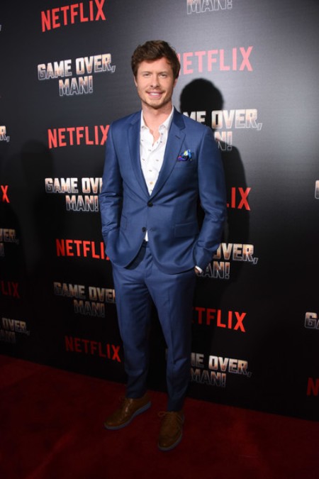 Anders Holm arrived at the premiere of Netflix's Game Over, Man!