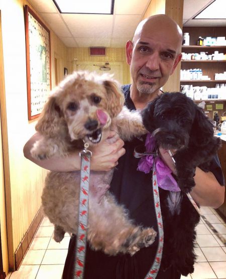 Andrea Day's old friend, George holding Ted and Coco