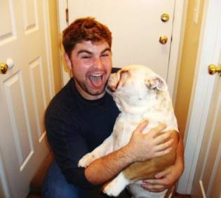 Matthew J. Lawrence with his pet dog