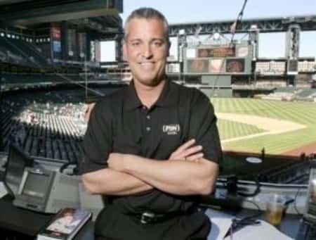 Daron Sutton in his press box for Play-by-play voice