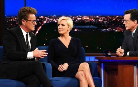 Joe Scarborough and his wife Mika Brzezinski in late night show