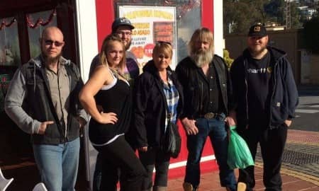 Bianca Beets family outside a restaurant in Canada