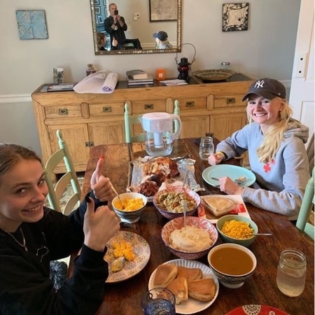 James Hoffer having a breakfast with his two daughters