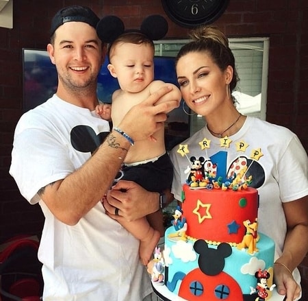 AJ McCarron and Katherine with their son Tripp McCarron at his birthday
