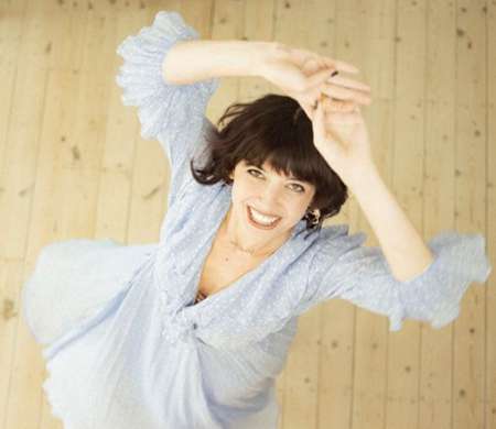 Lowe in her designer dress