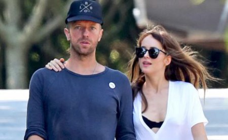 Chris Martin with girlfriend, Dakota Johnson