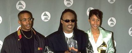 Stevie Wonder with his children, Aisha and Keita