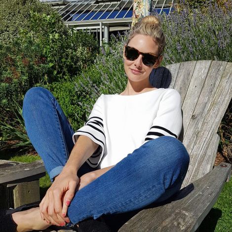 Tamsin Egerton while taking a sunbath on the backyard