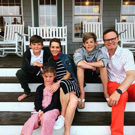 Andy Hubbard with his wife and children