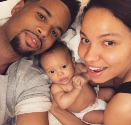 Jurnee Smollett-Bell and her husband with their son