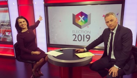 Nina with her co-host, Roger Johnson