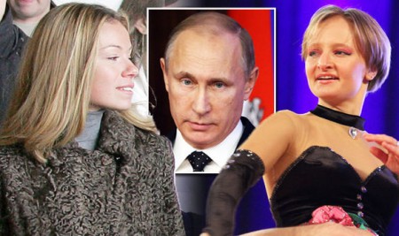 Russian president and daughters Mariya and Yekaterina Putin
