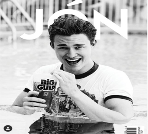 Snap: Gavin Leatherwood as a cover model in JON Magazine