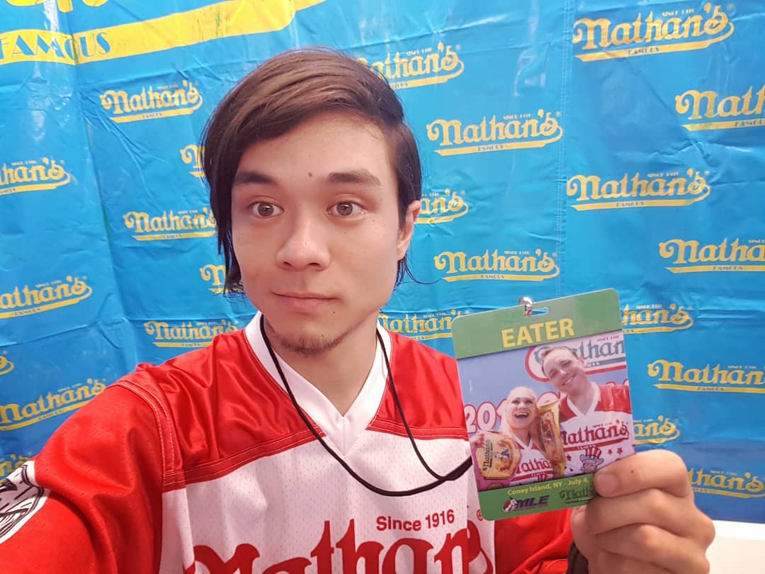 Matt showing his ID card for food competiton.