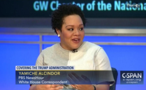 Snap: Yamiche Alcindor as reporter in PBS news hour 