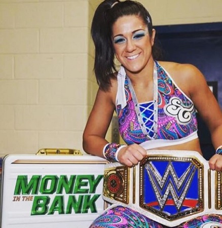 Image: Bayley after winning the WWE Divas championship