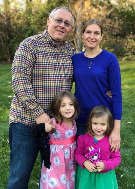 Maryna Ponomarenko with her husband and three kids