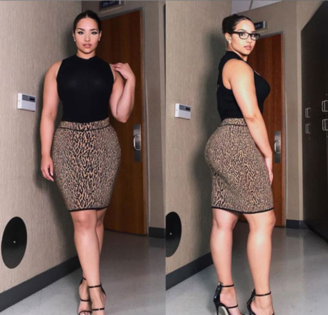 Demetria Obilor, where she wearing  leopard printed shirts and black t-shirt