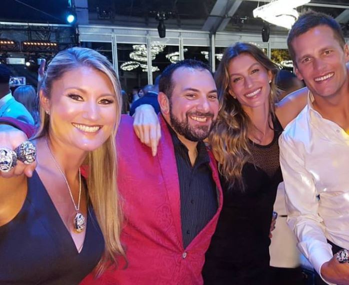 (From right to left): Tom Brady, Giselle Bunchen, Matt Patricia, and Raina Patricia