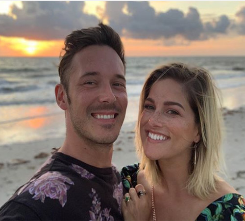 Cassadee Pope with her boyfriend, Sam Palladio enjoying the sunset at a beach