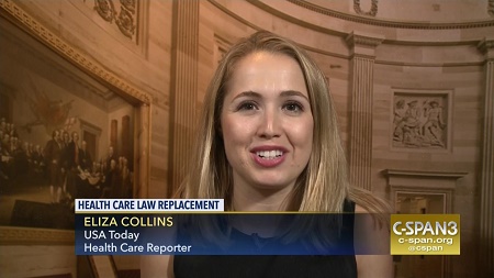 Eliza Collin at USA Today giving an interview