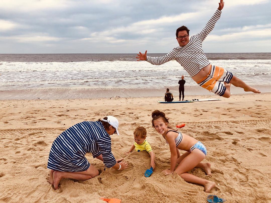 Calvin Bradley Fichera spending a lovely time on the beach