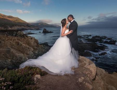 Devanne Villarreal and Davante Adams posing for their wedding memory