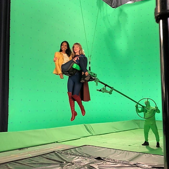 Azei back-stage picture as a super-girl