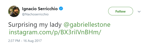 Tweet of Ignacio's regarding his ex-wife