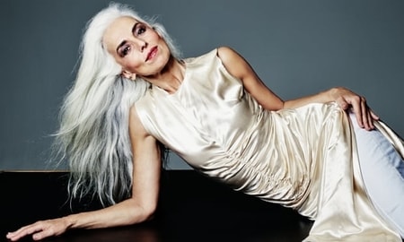 Yasmina Rossi posing for a clothing line