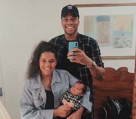 Giannis and Mariah pictured with their son Liam Charles Antetokounmpo